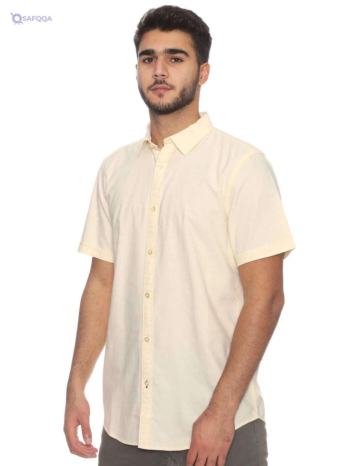 Splash Cotton Short-Sleeves Slim-Fit Shirt for Men - Safqqa