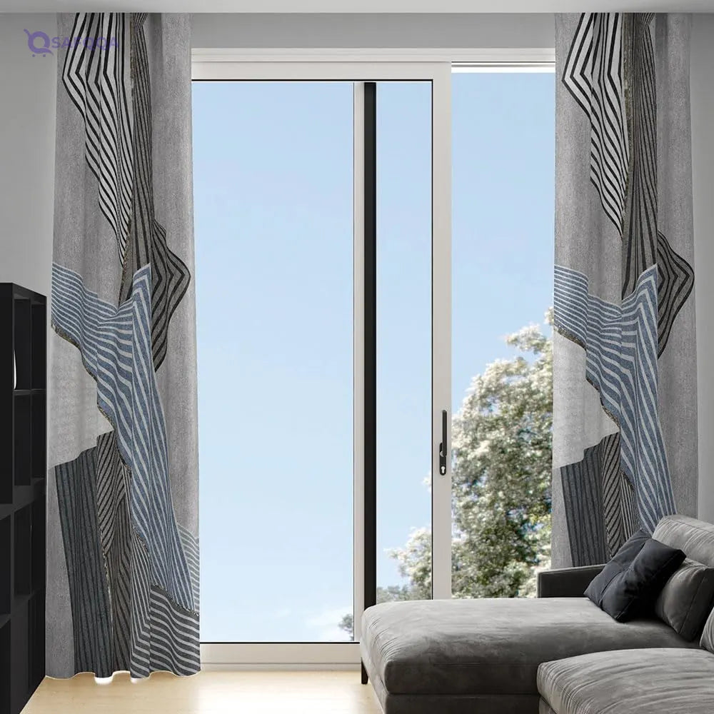 Modern Geometric Shapes Printed Shaper Curtain - Safqqa
