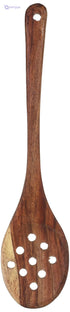 Tornado Wooden Slotted Spoon ,Small ,Brown - Safqqa