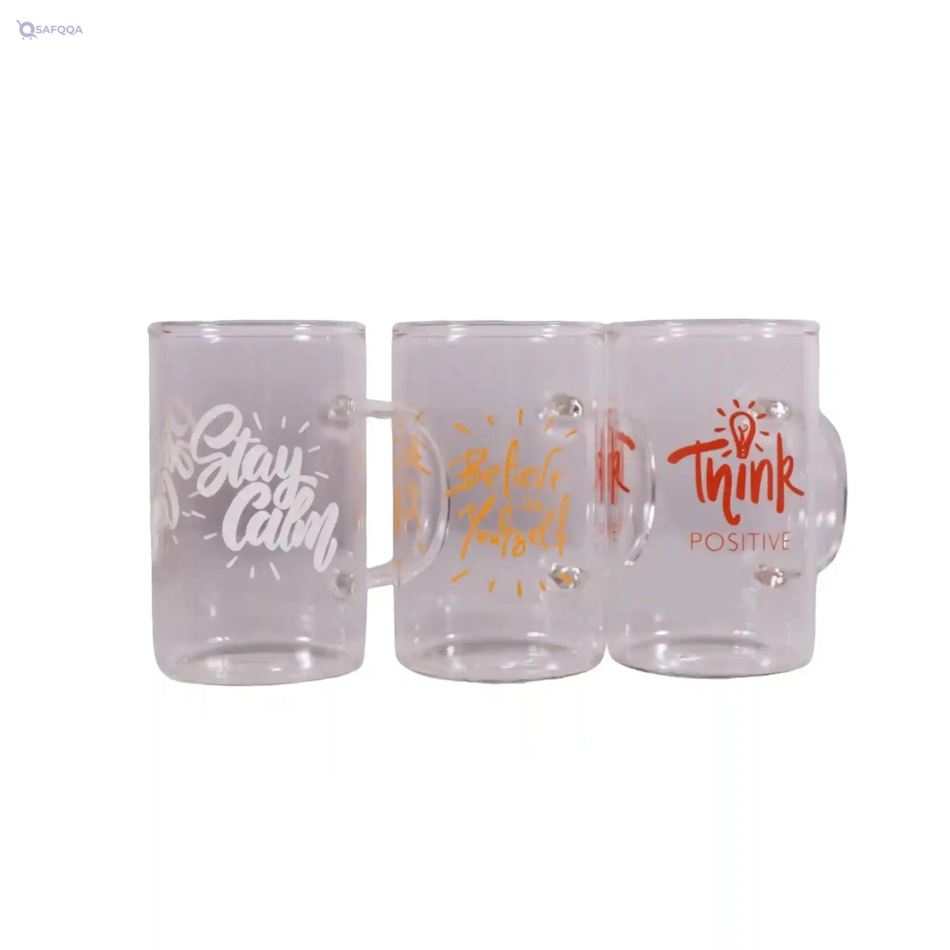 Herevin Decorated Print Glass Mug Set - 200 ml Capacity, Dishwasher Safe, Made in Turkey - Safqqa