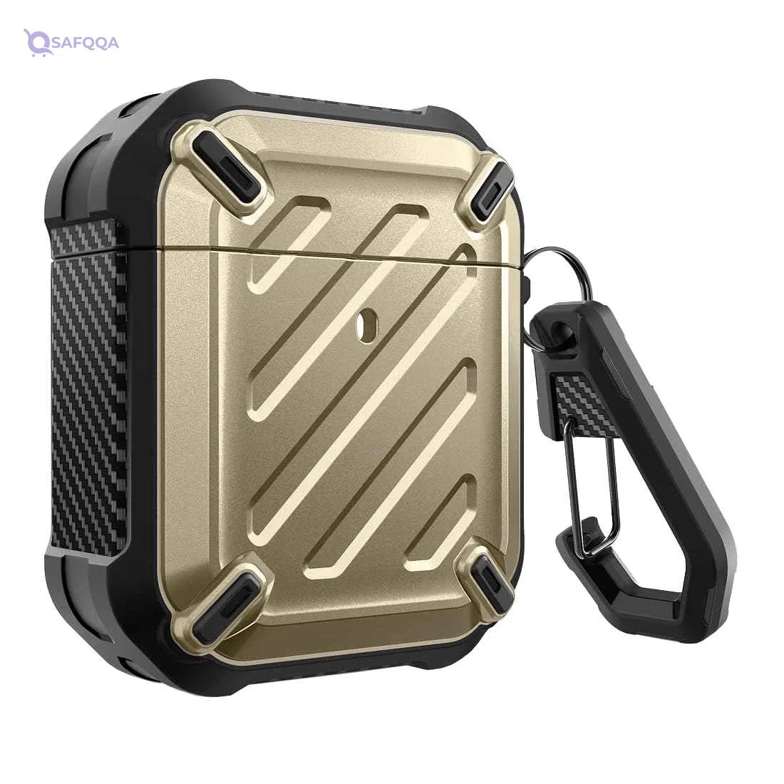 Supcase unicorn beetle pro series case designed for airpods 1 & 2, full-body rugged protective case with carabiner for apple airpods 1st & 2nd (gold) - Safqqa Egypt