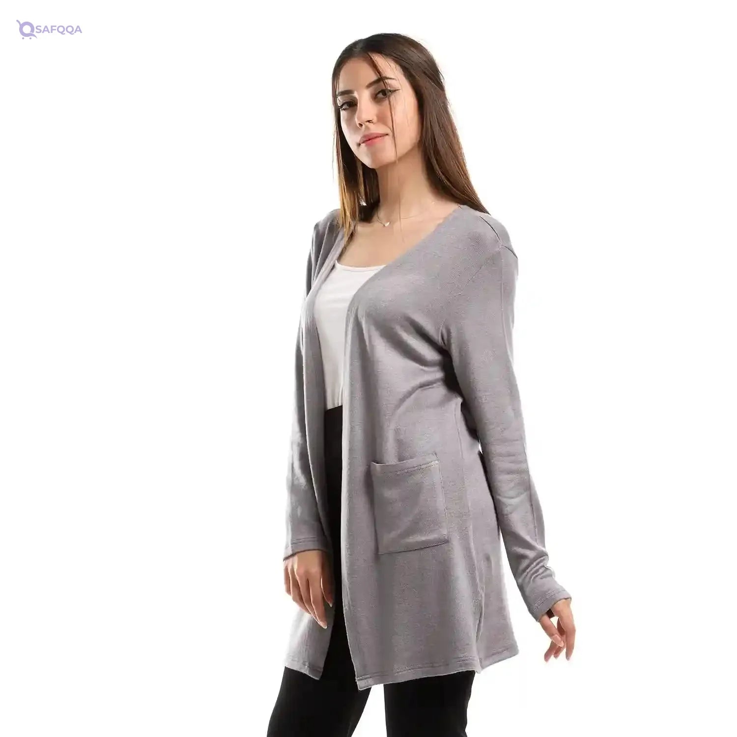 JAMILA Women Long Sleeves Cardigan with Sided Pockets - Safqqa Egypt