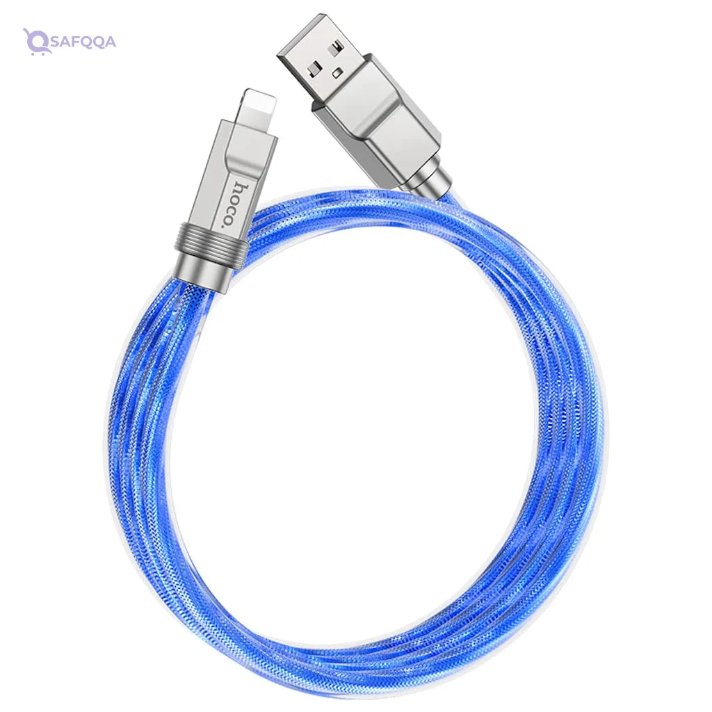 Hoco U113 - Solid Charging And Data Transmition Cable , USB-A To Lightning Plug, Compatible With Apple iPhone iPad Airpods - Safqqa