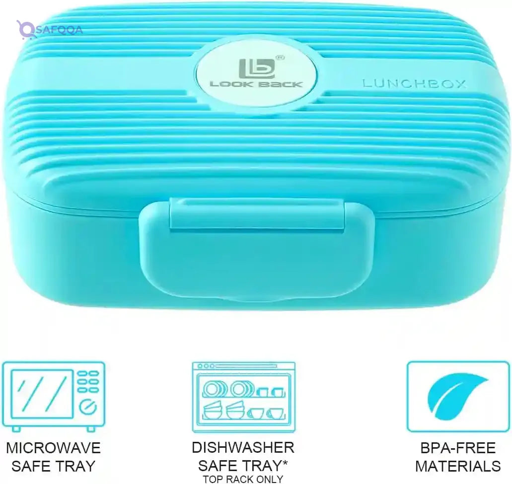 Plaman Lunch Box with compartments, Kids Lunch Box , bento Box Sustainable Leak-Proof, Lunch Box with Cutlery Kindergarten, Salad Box to go for School/Work/Picnic Trips - Safqqa