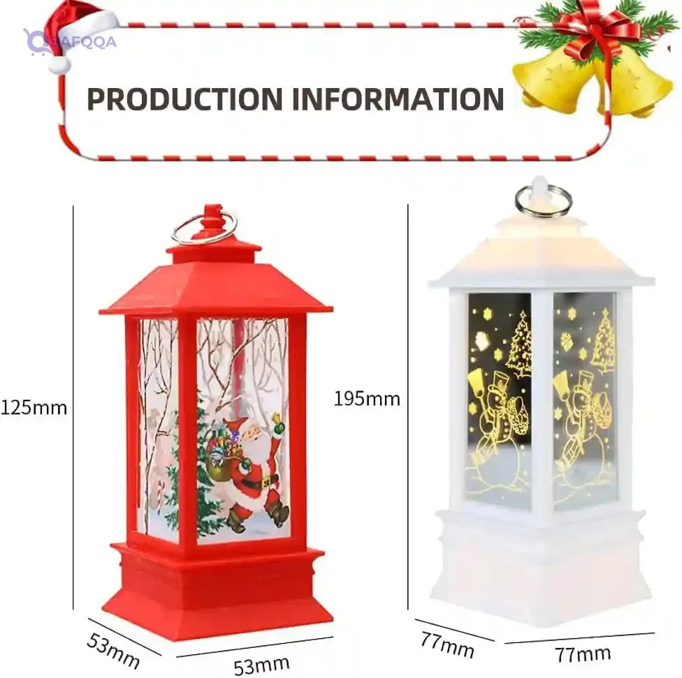Christmas Lantern Candlestick Lamp – Festive Snowman & Santa Decorative Night Light - Safqqa