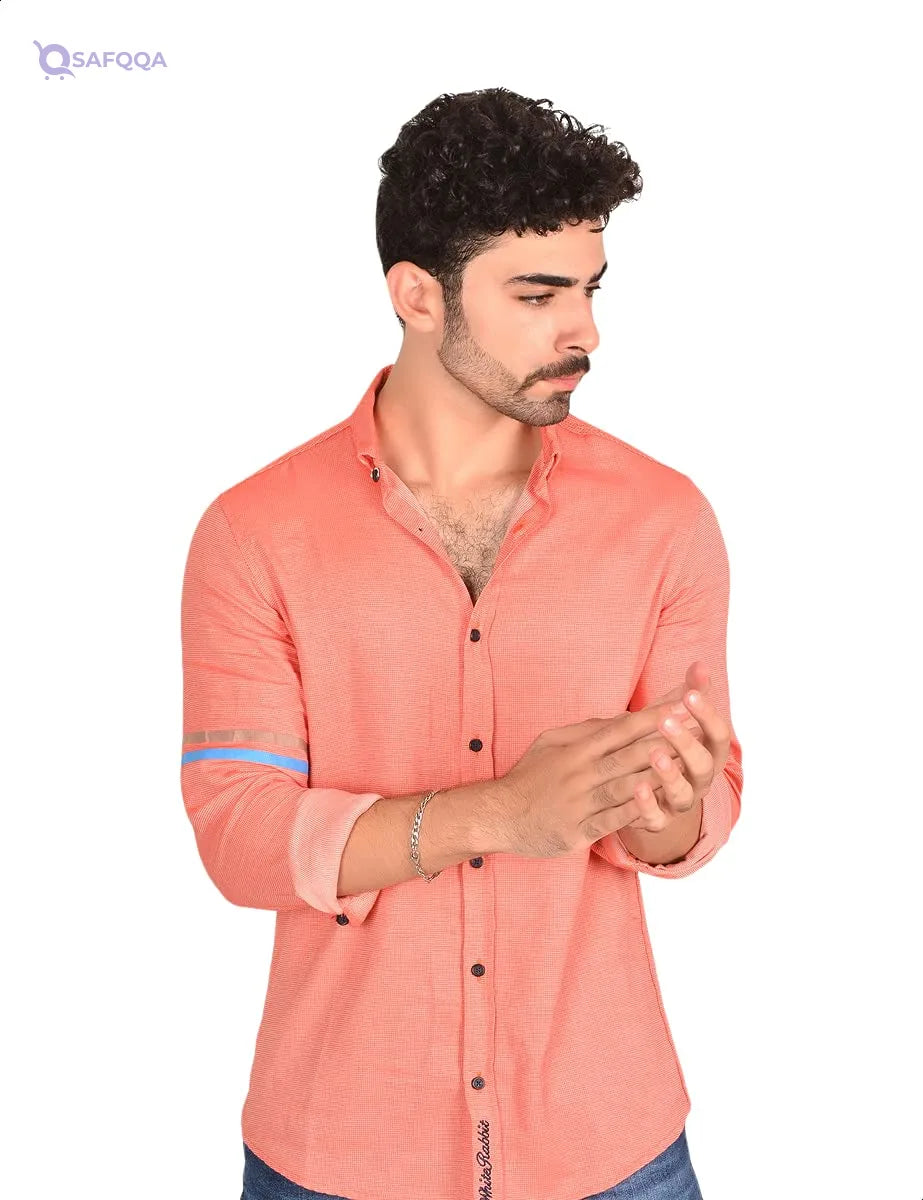 White Rabbit Basic Regular Fit Long Sleeves Shirt for Men,Soft, breathable fabric for all-day comfort. - Safqqa