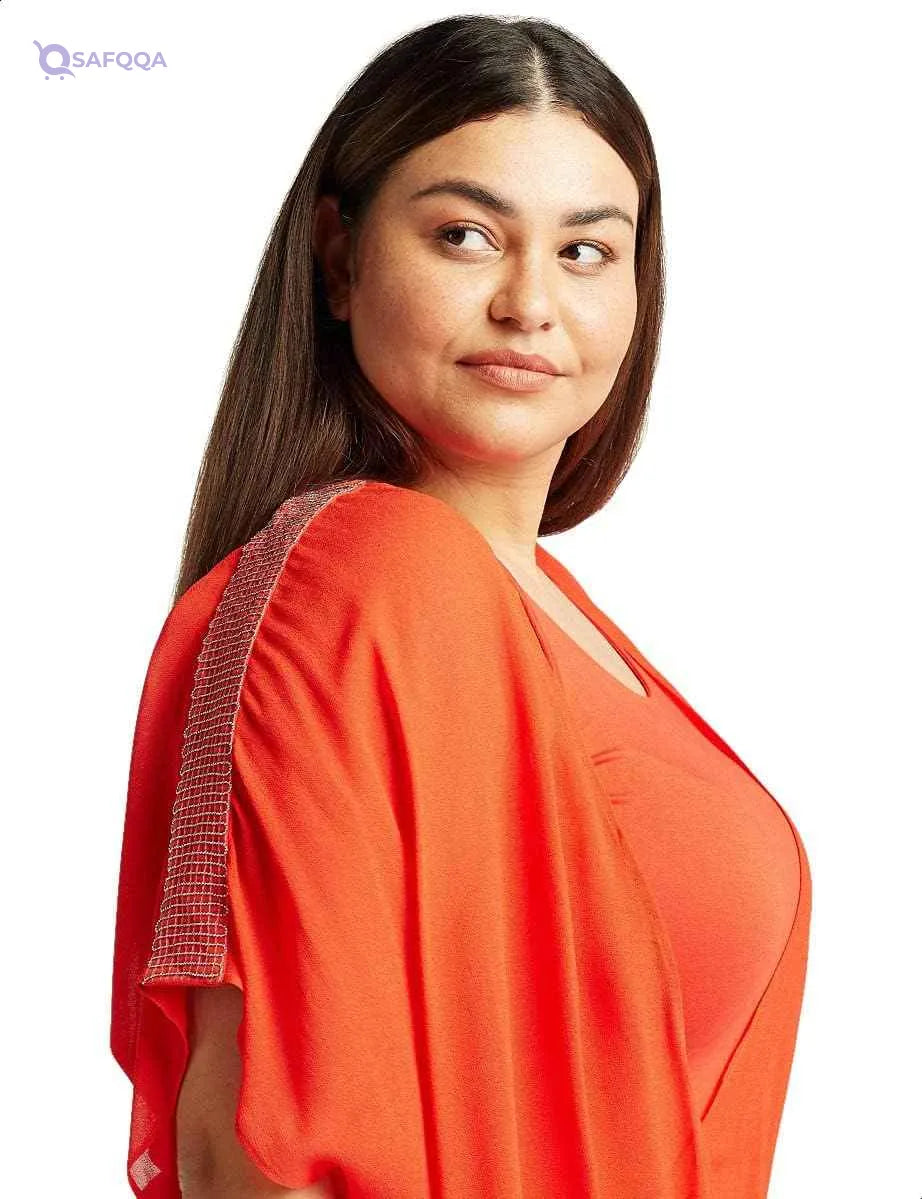 Splash Plain Embroidered Shoulders Short Sleeves V Neck Loose Blouses for Women - Safqqa Egypt