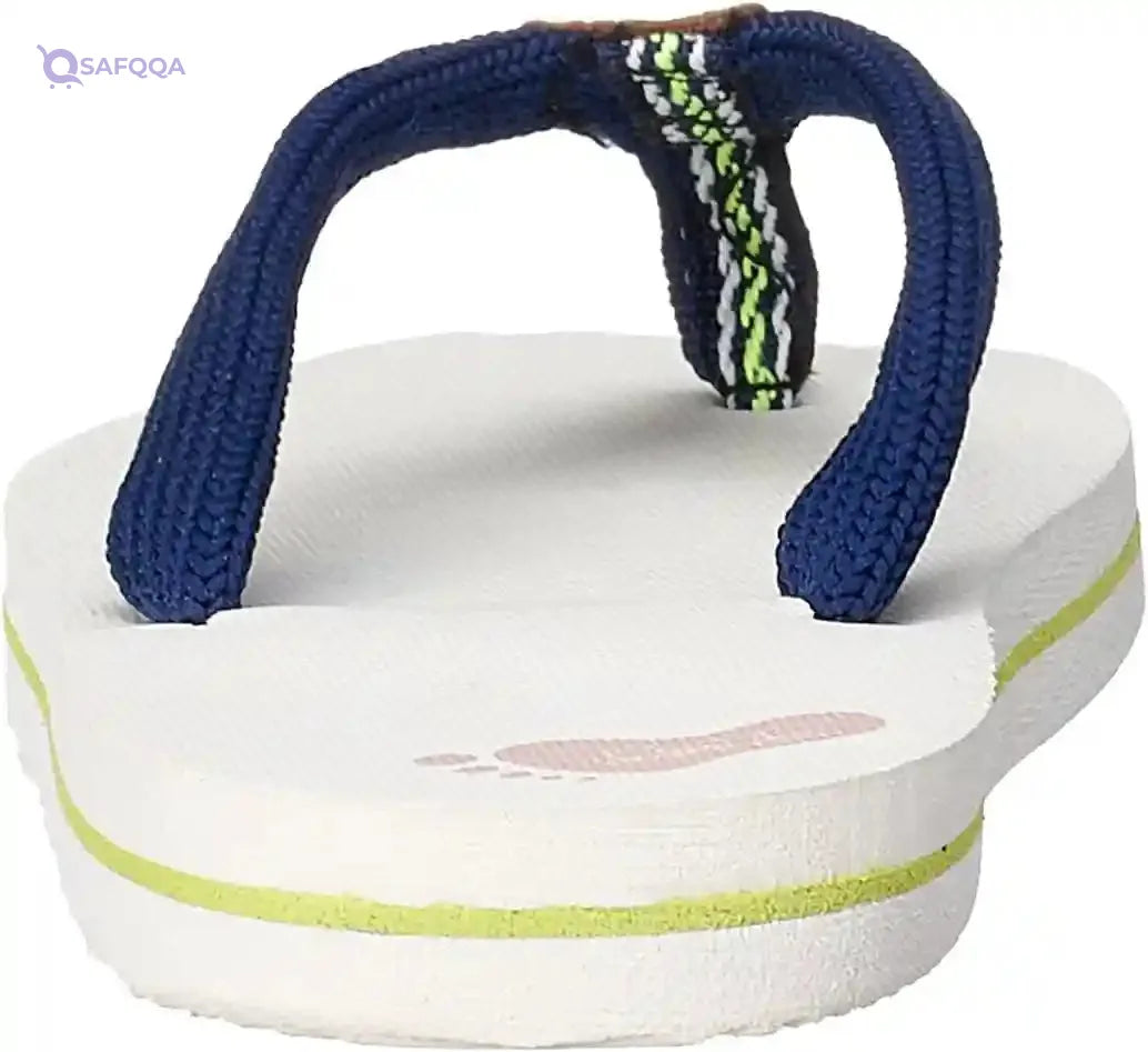 White Rubber Flip Flop Slipper For Kids With Colorful Fabric Strap - White Size:S - Safqqa Egypt