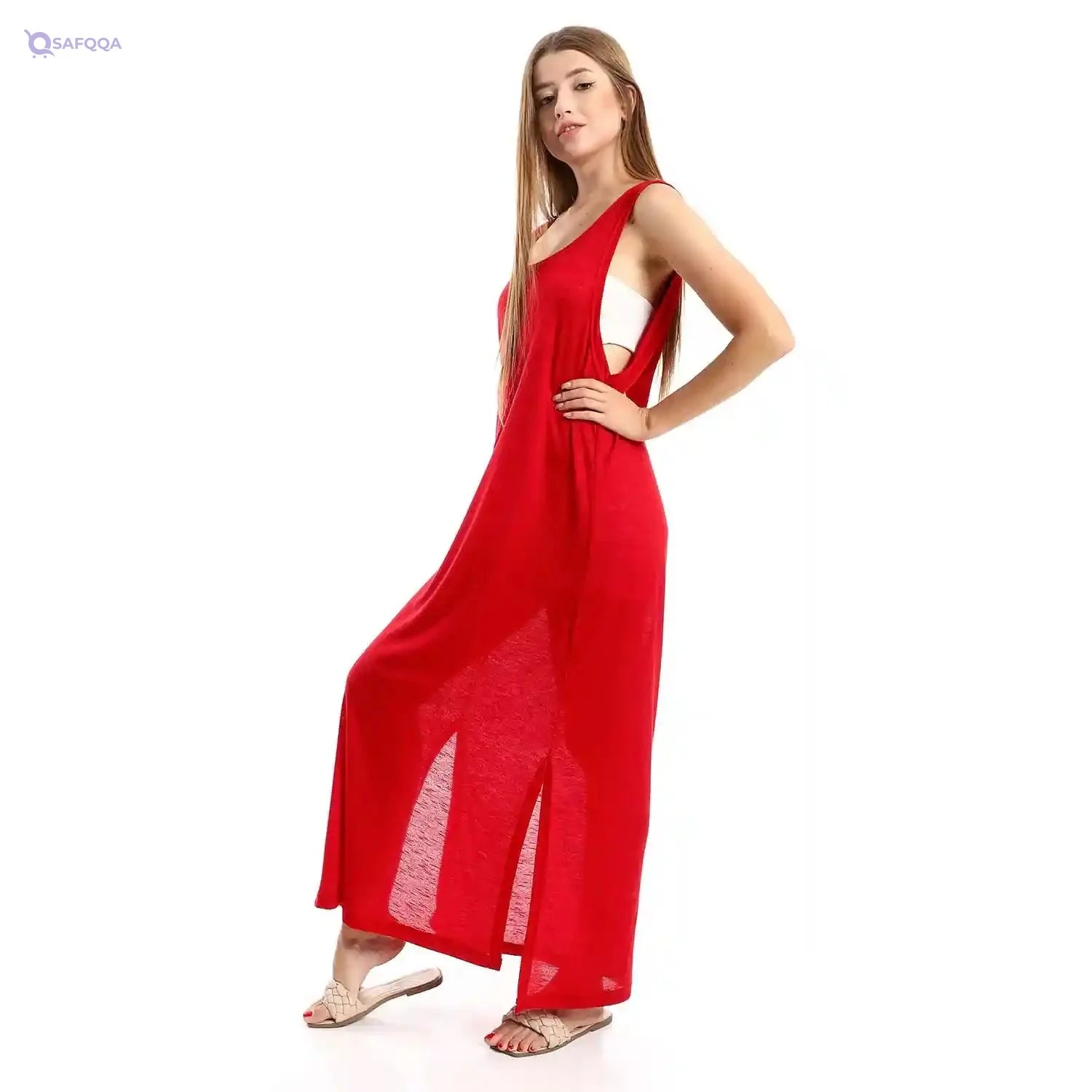 JAMILA Women Round Collar Cover UP With Side Slits OUTERWEAR - Safqqa Egypt