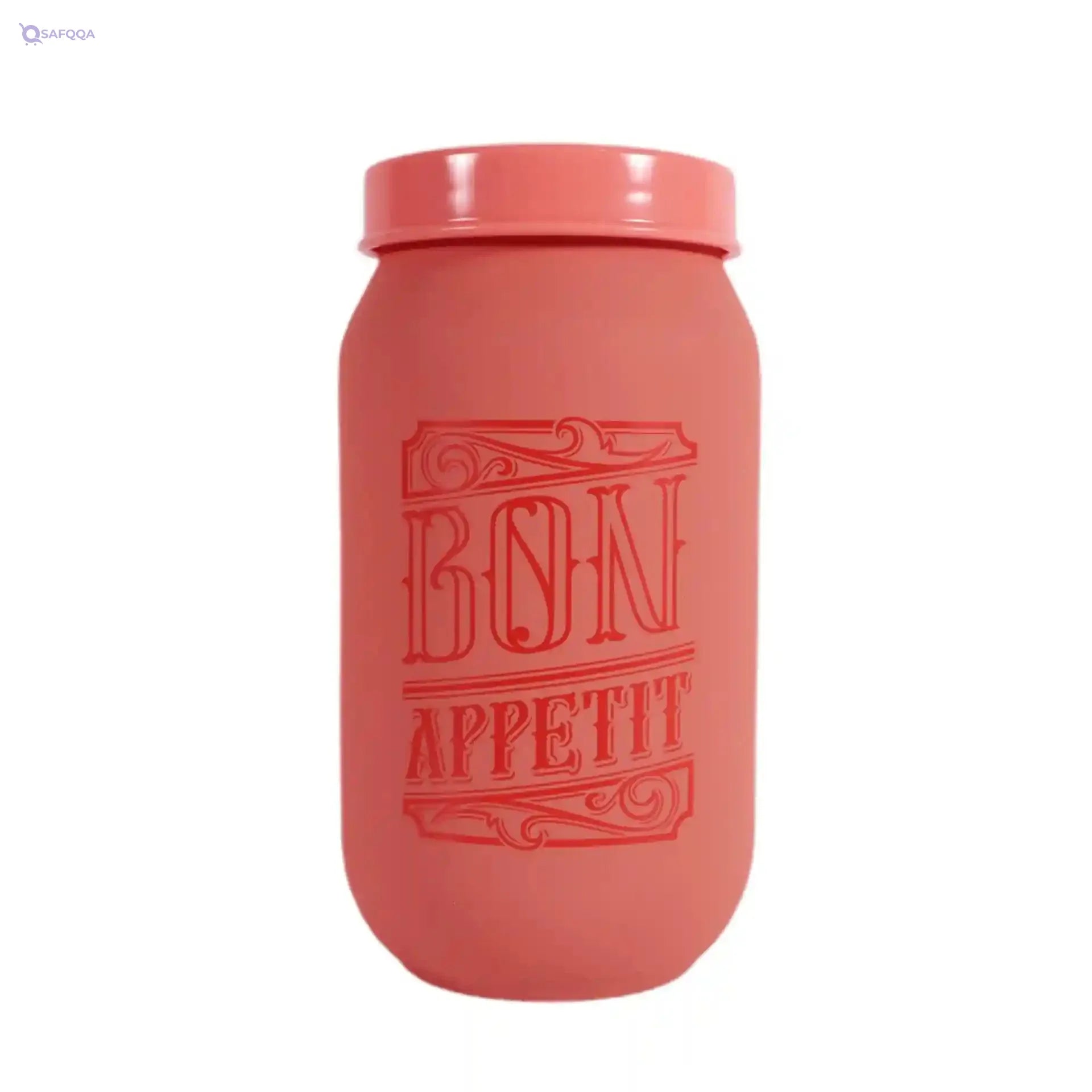 Herevin Soft Colored Decorated Canister Set with Tray – 3 Pieces (425/660/1000 ml), Pink - Safqqa