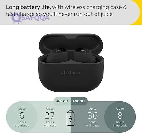 Jabra Elite 10 True Wireless Earbuds – Advanced Active Noise Cancelling Earbuds with Next-Level Dolby Atmos Surround Sound –All-Day Comfort, Multipoint Bluetooth, Wireless Charging – Cream - Safqqa