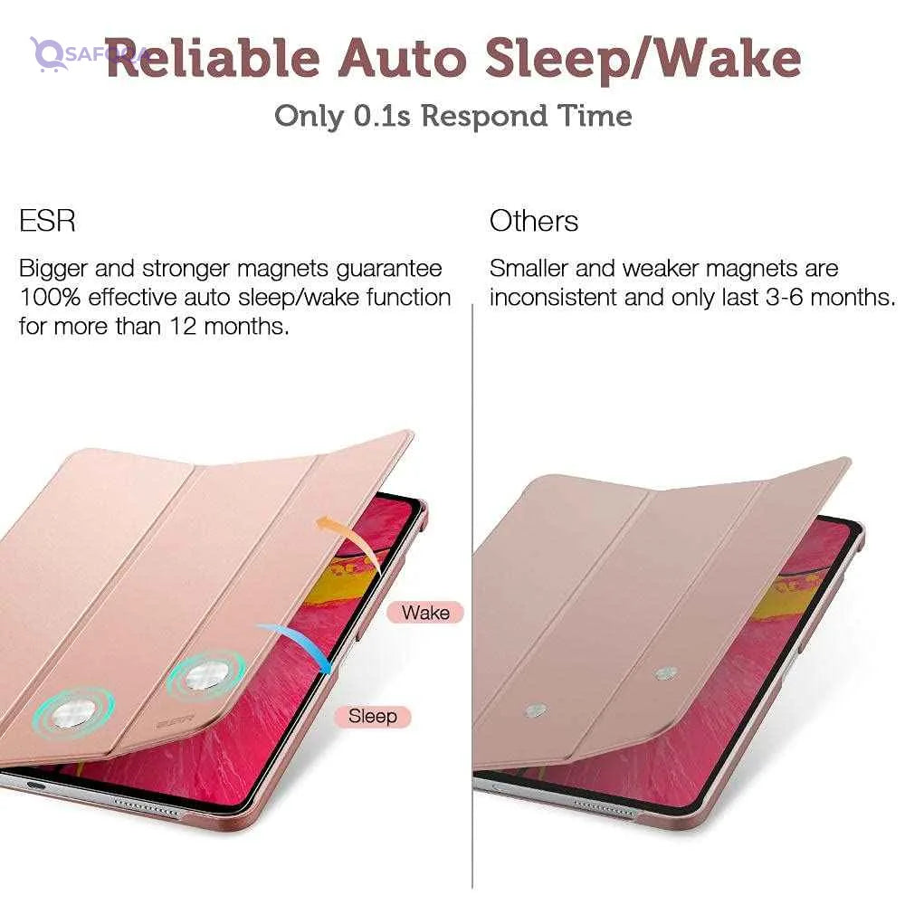 ESR Yippee Premium Trifold Case for iPad Pro 11" (2018) – Slim Rubber Smart Cover - Safqqa