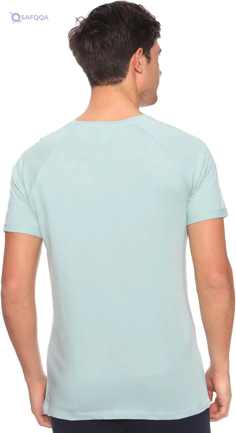 Defacto Cotton Raglan Sleeves Ribbed T-Shirt For Men ,Ribbed texture for added style and subtle detail. - Safqqa