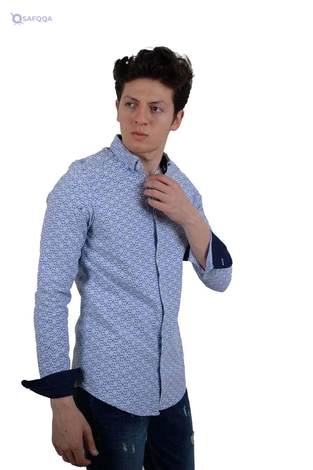 White Rabbit Coller Neck Long Sleeve Shirt for Men's - Safqqa Egypt