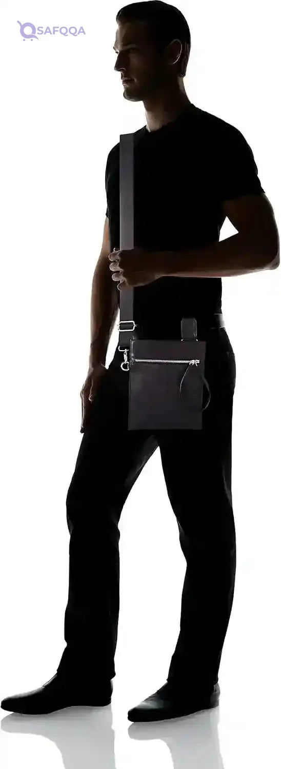 34 By Amr Diab Men's Crossbody Bag with Small Logo and Zipper - Black, One Size - Safqqa Egypt