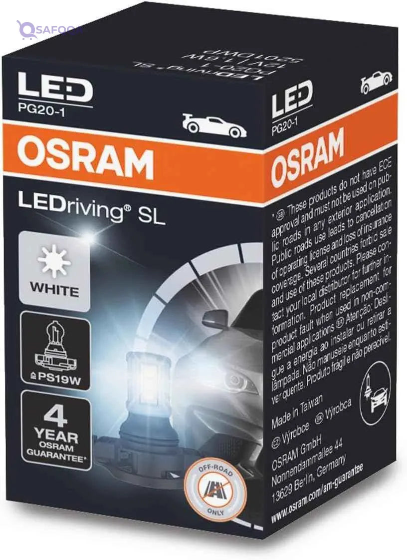 OSRAM LEDriving SL, ≜ PS19W, Signal lights, White 6000K, LED Retrofit, off-road use only, Carton folding box (1 lamp) - Safqqa