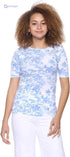 Splash Floral Pattern Boat Neck Short Sleeves Blouse for Women - Safqqa Egypt