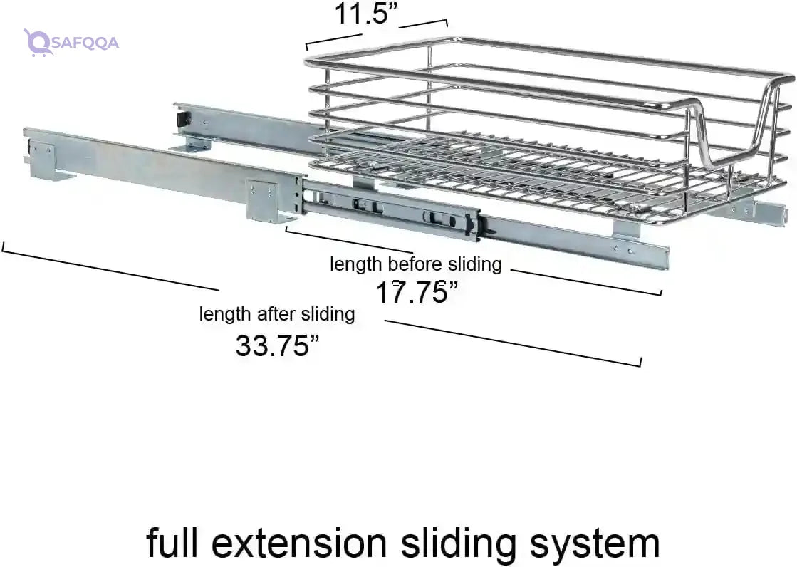 Household Essentials C1217-1 Glidez Sliding Organizer - Pull Out Cabinet Shelf - Chrome - 11.5 Inches Wide - Safqqa