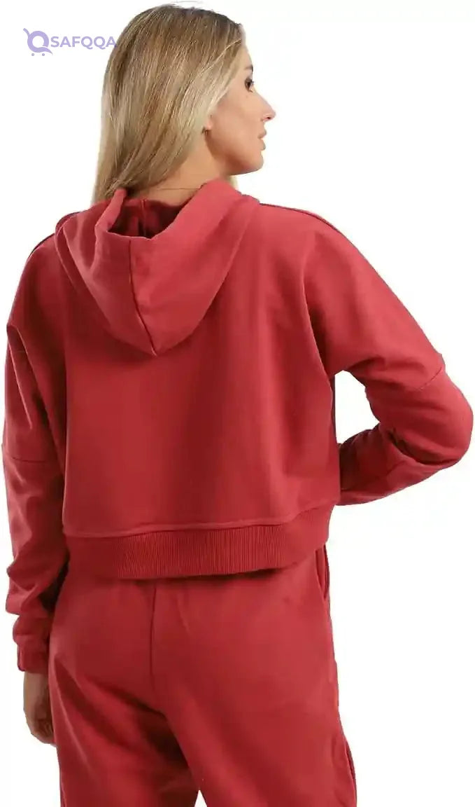 JAMILA Women's Plain Cropped Hoodie with Long Sleeves - Safqqa Egypt