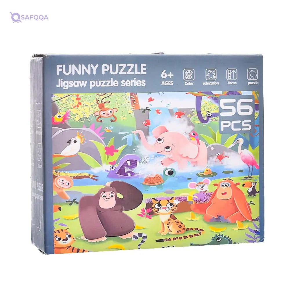 Generic Plastic Puzzle Game  For Children , 56 Pieces ,Made from safe, non-toxic plastic - Safqqa