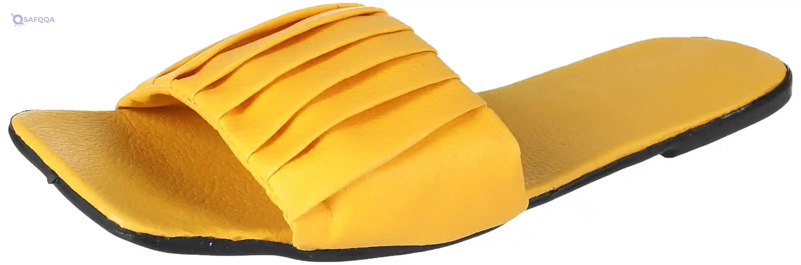 OX Faux Leather Yellow Slides OX005 For women, - Safqqa Egypt