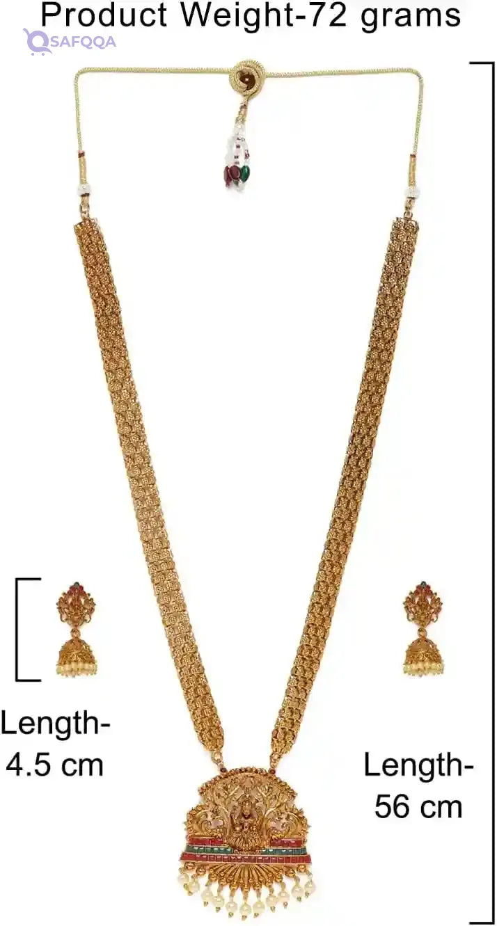 ZAVERI PEARLS Antique Gold Tone Bridal Collection Long Temple Neckla - Safqqa Egypt