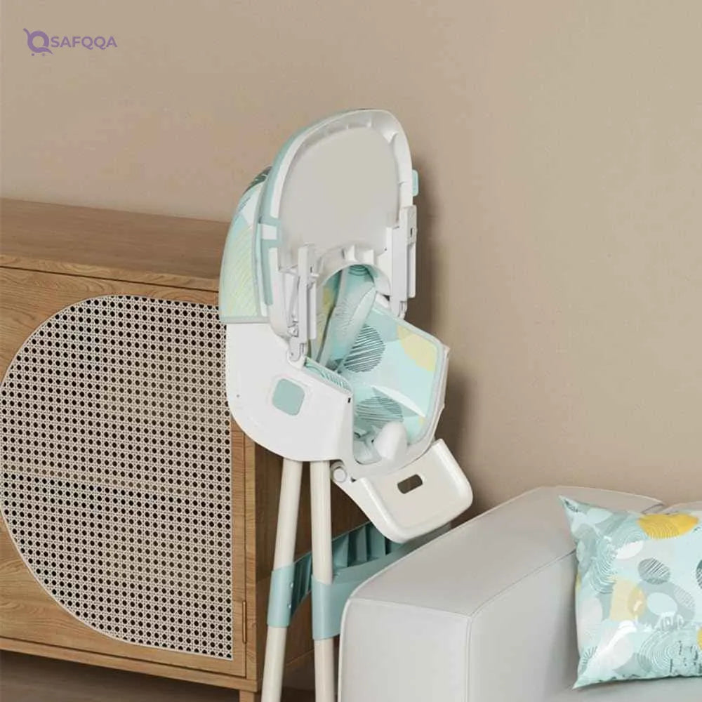 Generic Highchairs 6 Position Foldable Baby High Chair Feeding Chair Newborn Feeding Chair Removable Adjustable Double Meal Tray Reclining Baby Chair with Universal Wheels 8131 Colors (multicolor) - Safqqa