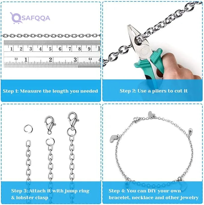 50 Feet Stainless Steel Chains for Jewelry Making - Safqqa