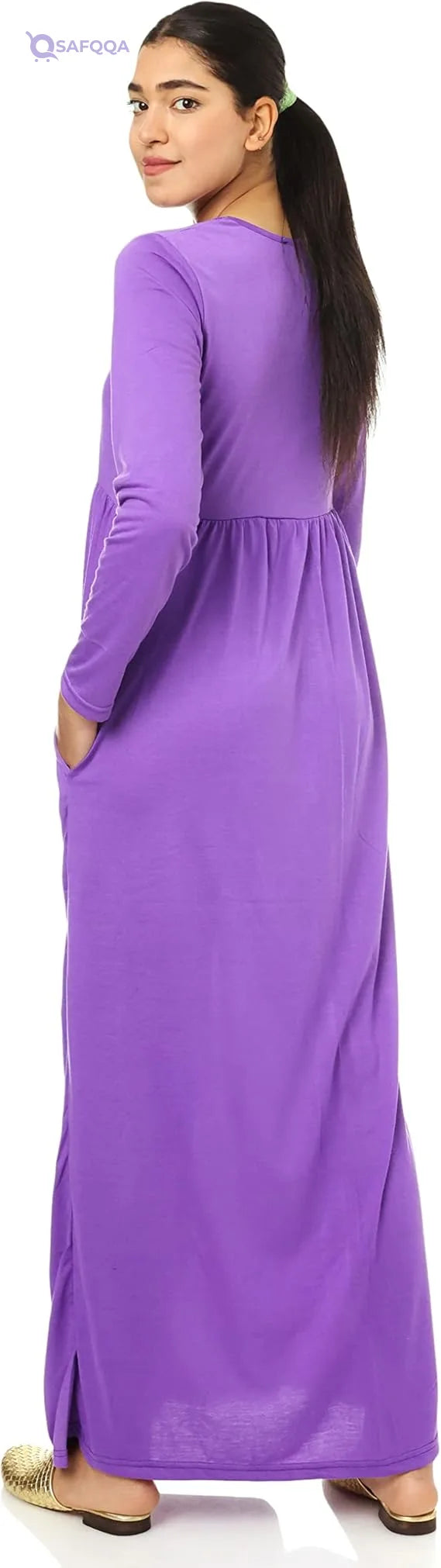 JAMILA Women Women Long Full Sleeves Dress With Round Neck DRESS - Safqqa
