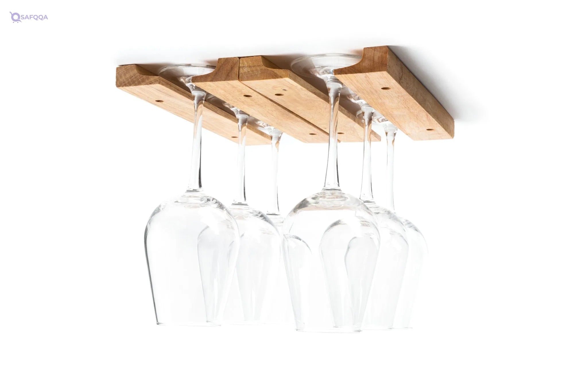 Fox Run Wooden Under-Cabinet Mounted Wine Glass Holder Rack – 11 x 7 x 0.75 inches - Safqqa