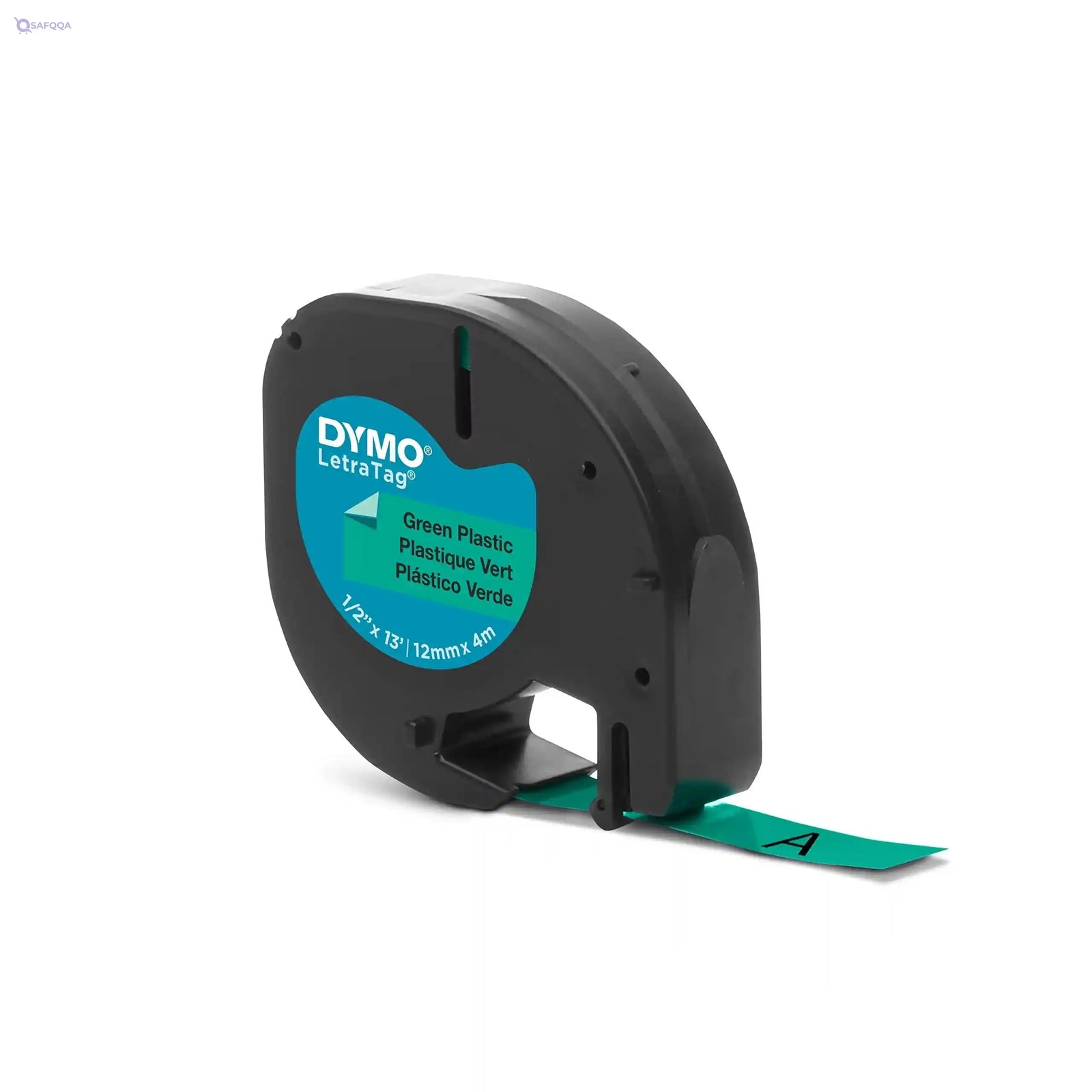 DYMO  Plastic Labels | Authentic | 12 mm x 4 m Roll | Black Print on Green Labels | Self-Adhesive Multipurpose Labels for Label Makers - Safqqa