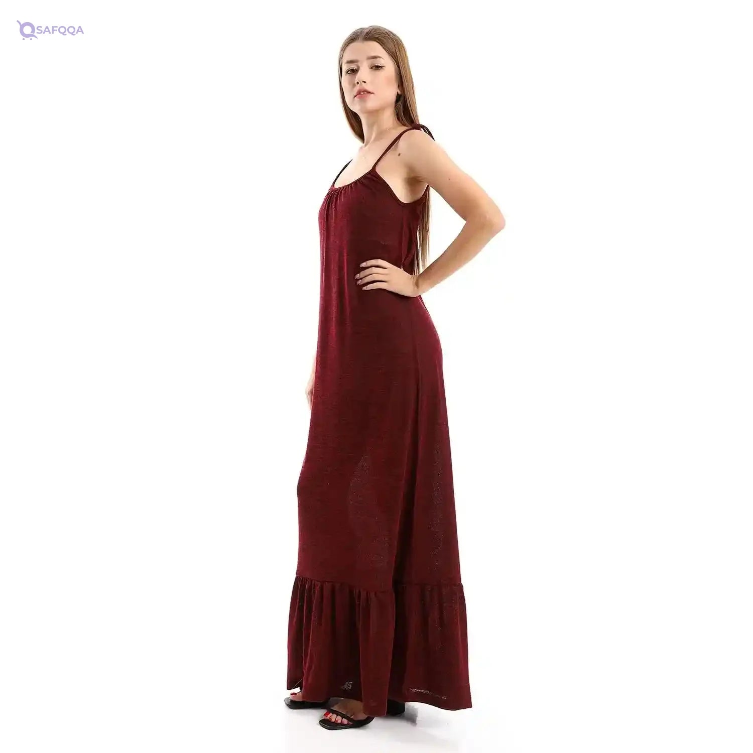 JAMILA Women Knitted Wide Round Collar Tiered Casual Dress - Safqqa Egypt