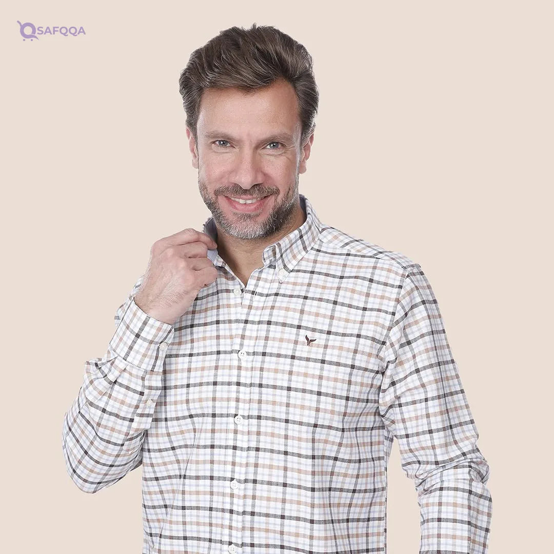 Dockland Long Sleeve Checkered Shirt For Men,Classic checkered design for a timeless look. - Safqqa