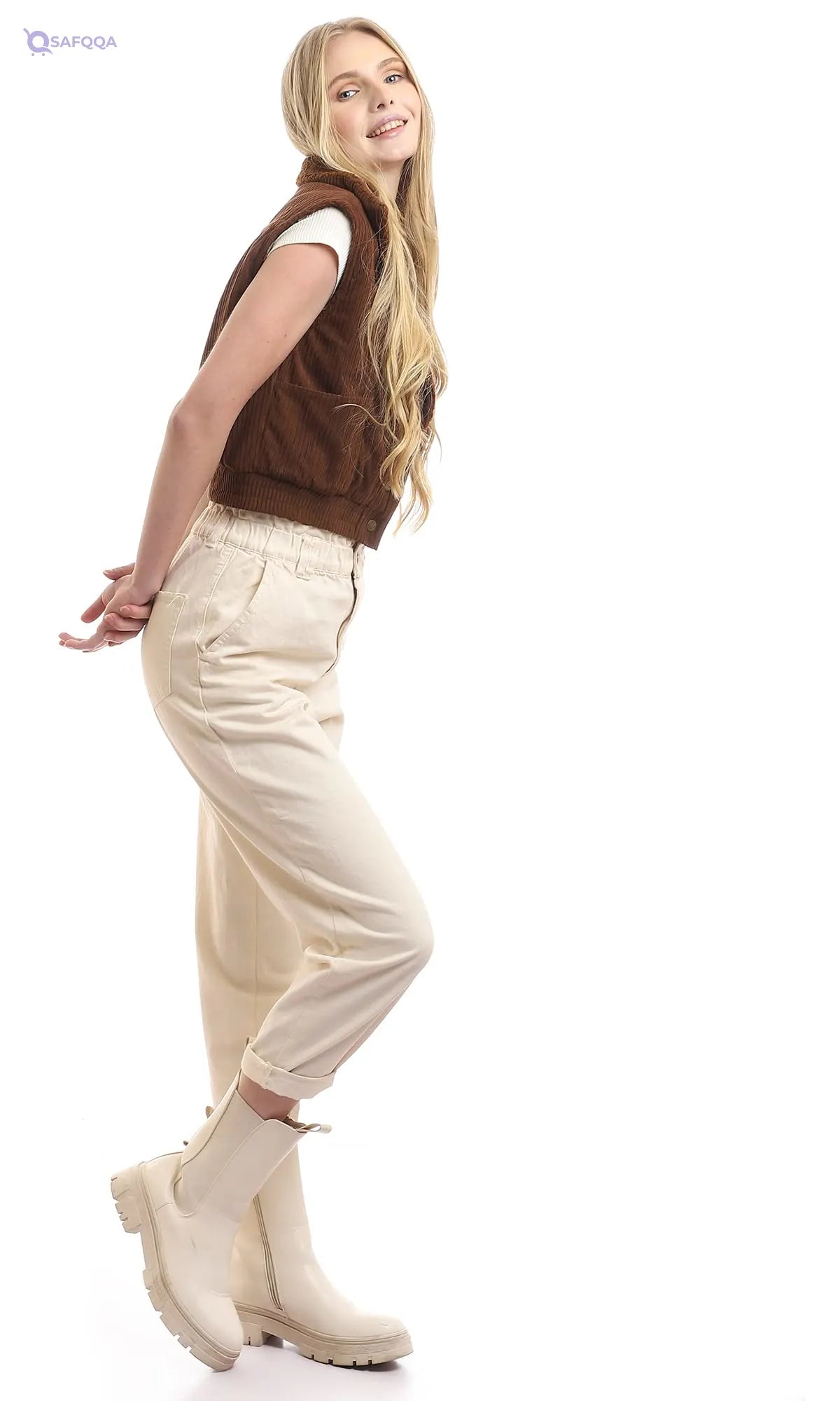 Ravin Elastic Hem Internal Padded Fur Vest For Women ,• Internal padding for warmth and insulation. - Safqqa