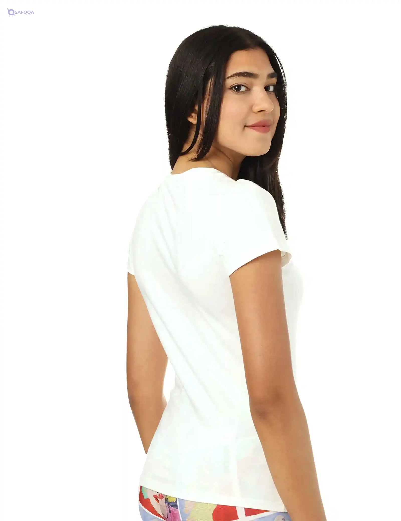 Splash Printed Words Short Sleeves Cotton T-Shirt for Women - Safqqa Egypt