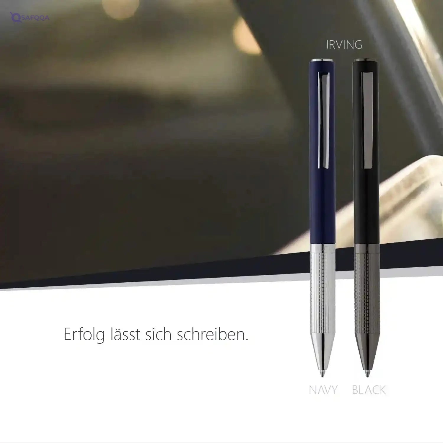 Cerruti 1881 Ballpoint Pen IRVING Black | Writing Instrument With Black Matt Finish And Chrome-Plated Fittings | Blue Ink Color - Safqqa