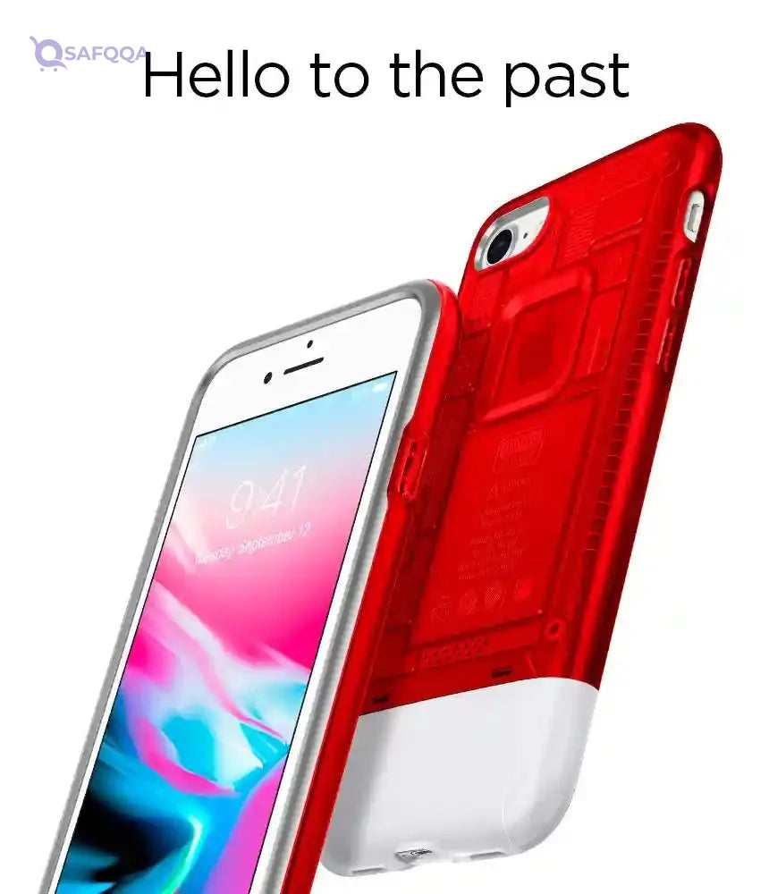 Spigen Classic C1 Back Cover For Apple IPhone 8 - Red Silver - Safqqa