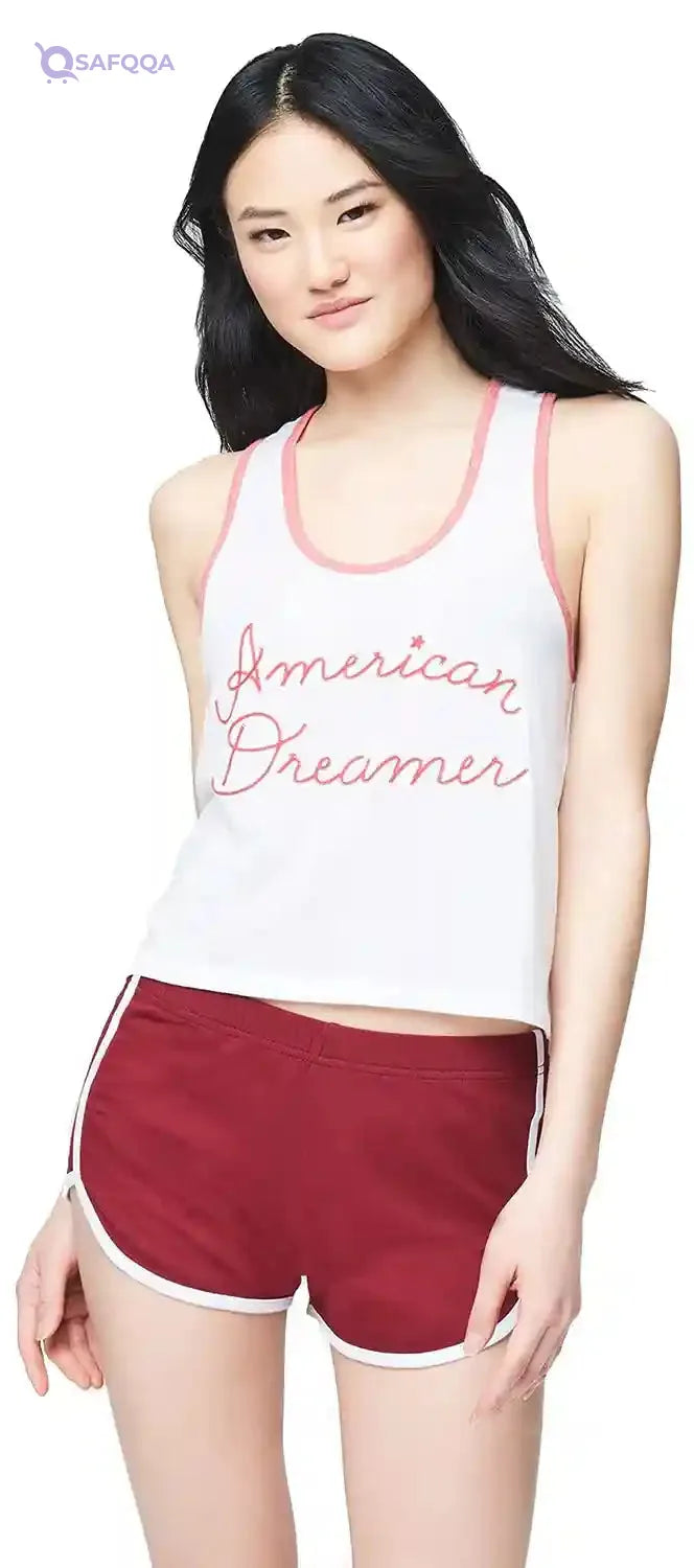 AEROPOSTALE American Dreamer Print Contrast Trim Sleeveless Sport Top for Women - Safqqa Egypt