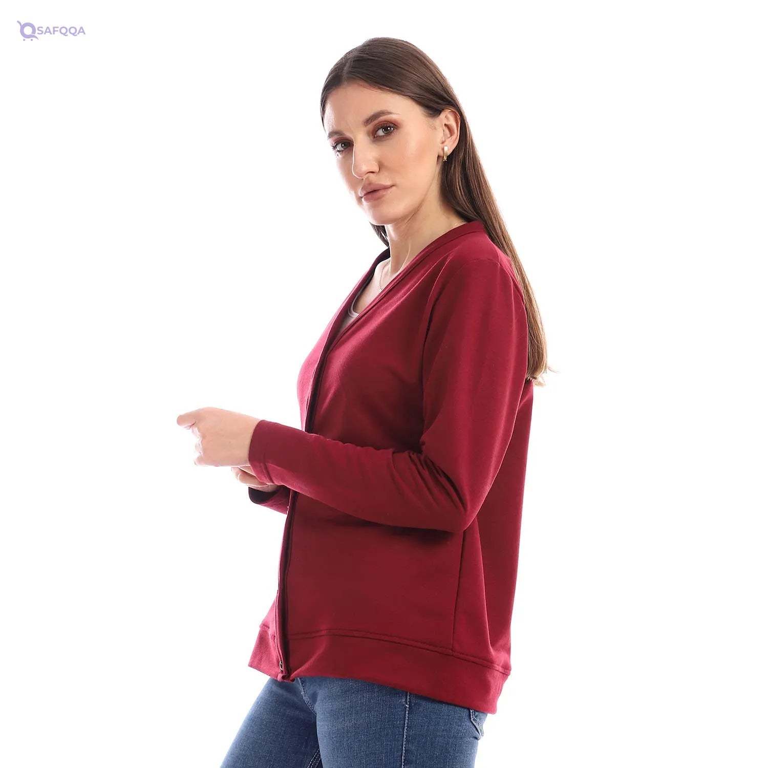 JAMILA Long Sleeves Soft Short Length Cardigan With Buttons For Women,Buttoned front for a classic, polished look. - Safqqa