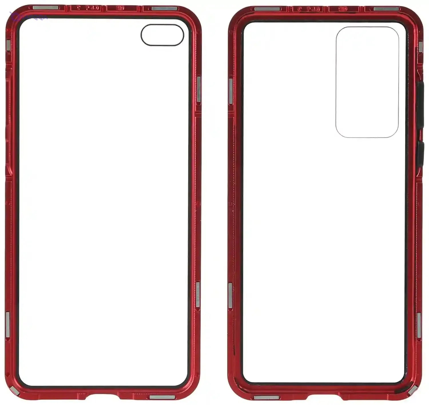 New Design 360 Full Protection Magnetic Back Cover for Huawei P40 - Clear and Red - Safqqa Egypt