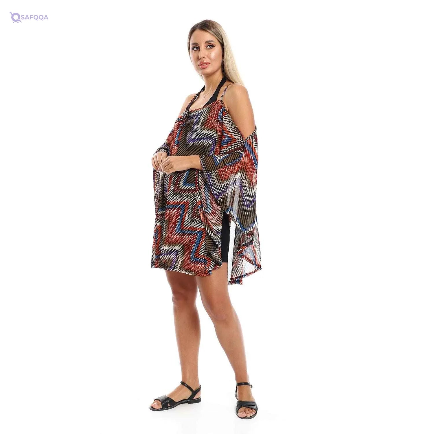 JAMILA Women Square Self Pattern Cover Up OUTERWEAR - Safqqa Egypt