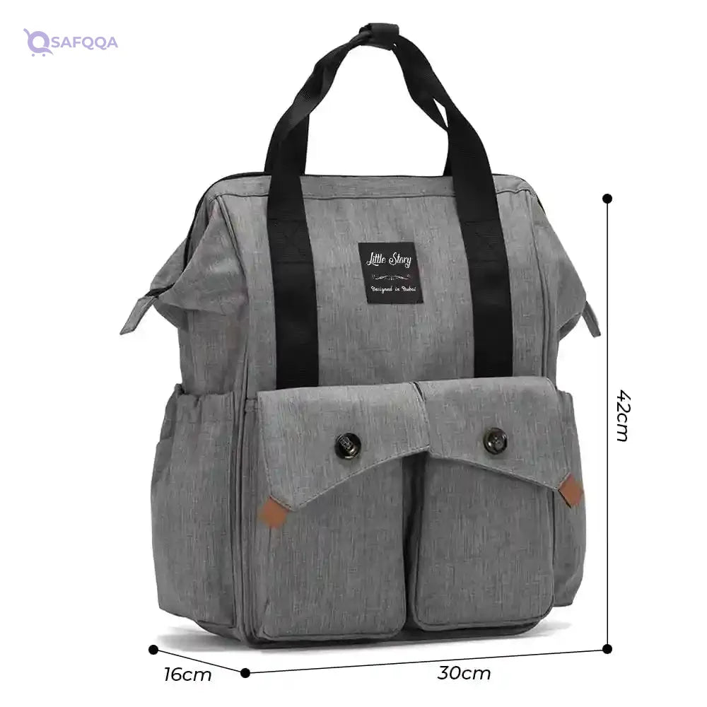 TEKNUM Double Baby Stroller Pram + Diaper Bag wt Stroller Hooks & Changing Mat + Pouch Wide Seat and Canopy Big Basket 5 Point Seat Belt Cushioned Seat (6-36 Months ) -Dark Grey - Safqqa
