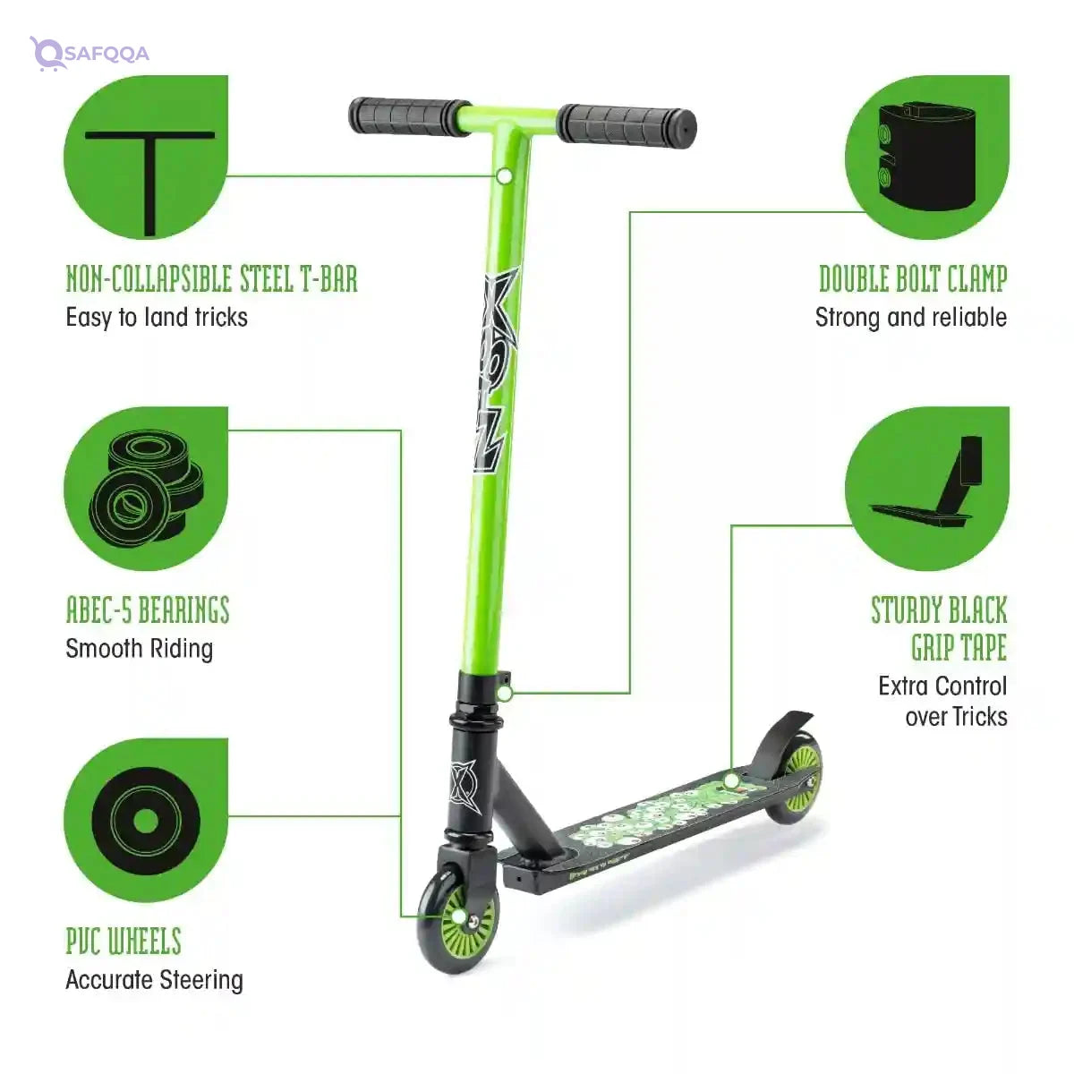 Xootz Kids Scooter - Entry Level, Beginner T-Bar Stunt Scooter, Ages 5+, Multi Colours, One Size - Safqqa
