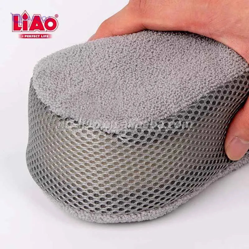 LiAo F130027 Microfiber Dust Sponge, Oversized Double Sided Sponge Wrapped in Microfiber, Grey - Safqqa