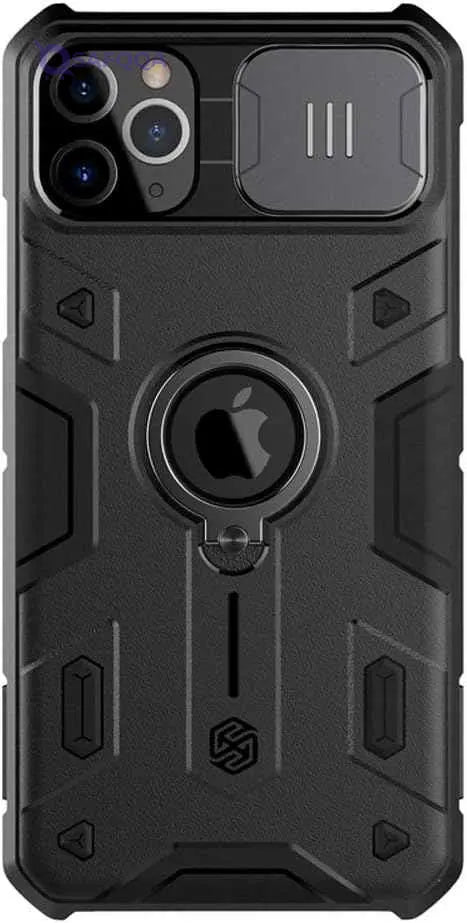 Nillkin iPhone 11 Pro Case Slide Camera Protection Case for iPhone 11 Pro Cover Ring Stand Holder (Black) - Safqqa