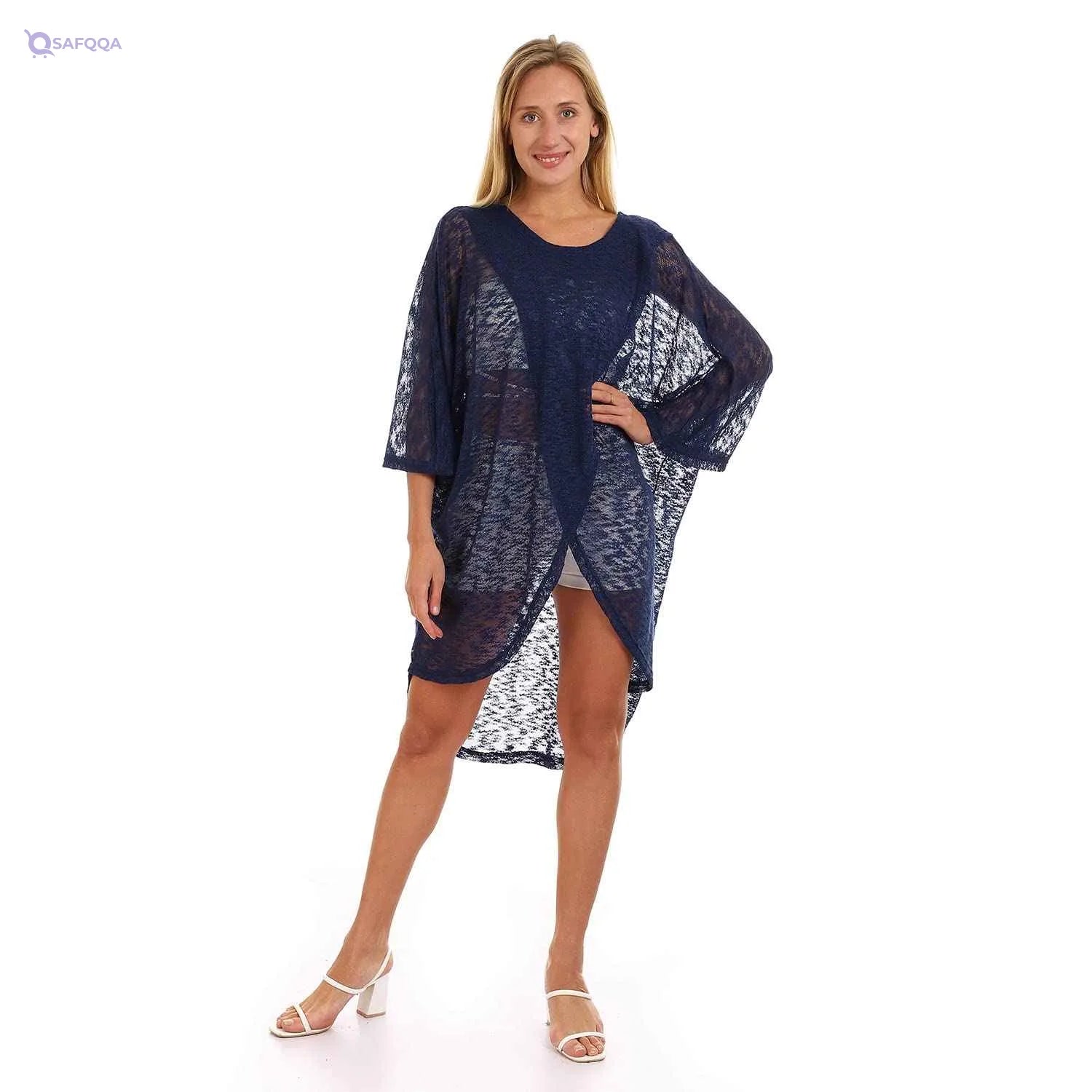 JAMILA Front Slit Wide Round Neck Cover Up Cardigan For Women,Soft, breathable, and lightweight fabric for all-day comfort. - Safqqa