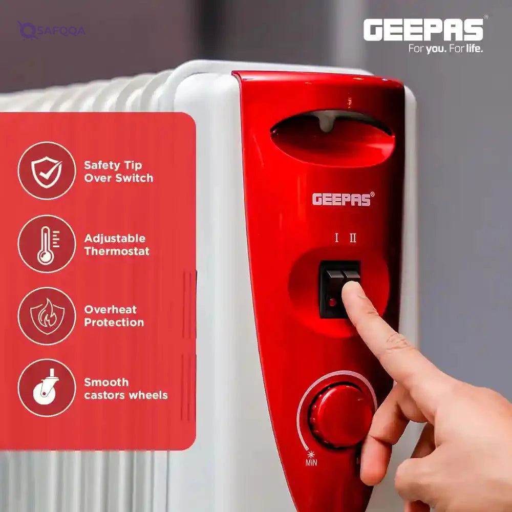 Geepas 11-Fins Oil Filled Radiator Heater – 2000W (Slight Side Dent) - Safqqa