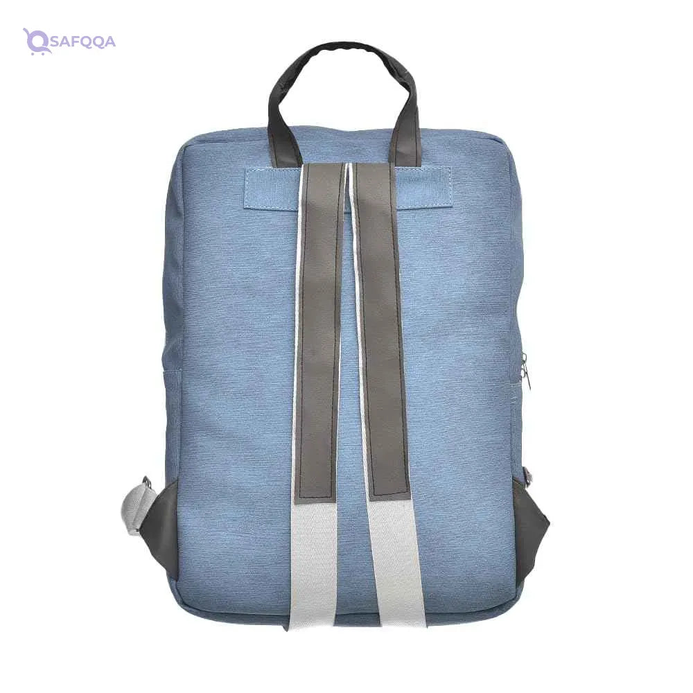 Accelerate Linear Gray Blue Leather Protective 15.6 inch Premium Dual Color Backpack with Front Vertical Pocket | Durable Design compatible with MacBooks and Laptops - Safqqa Egypt