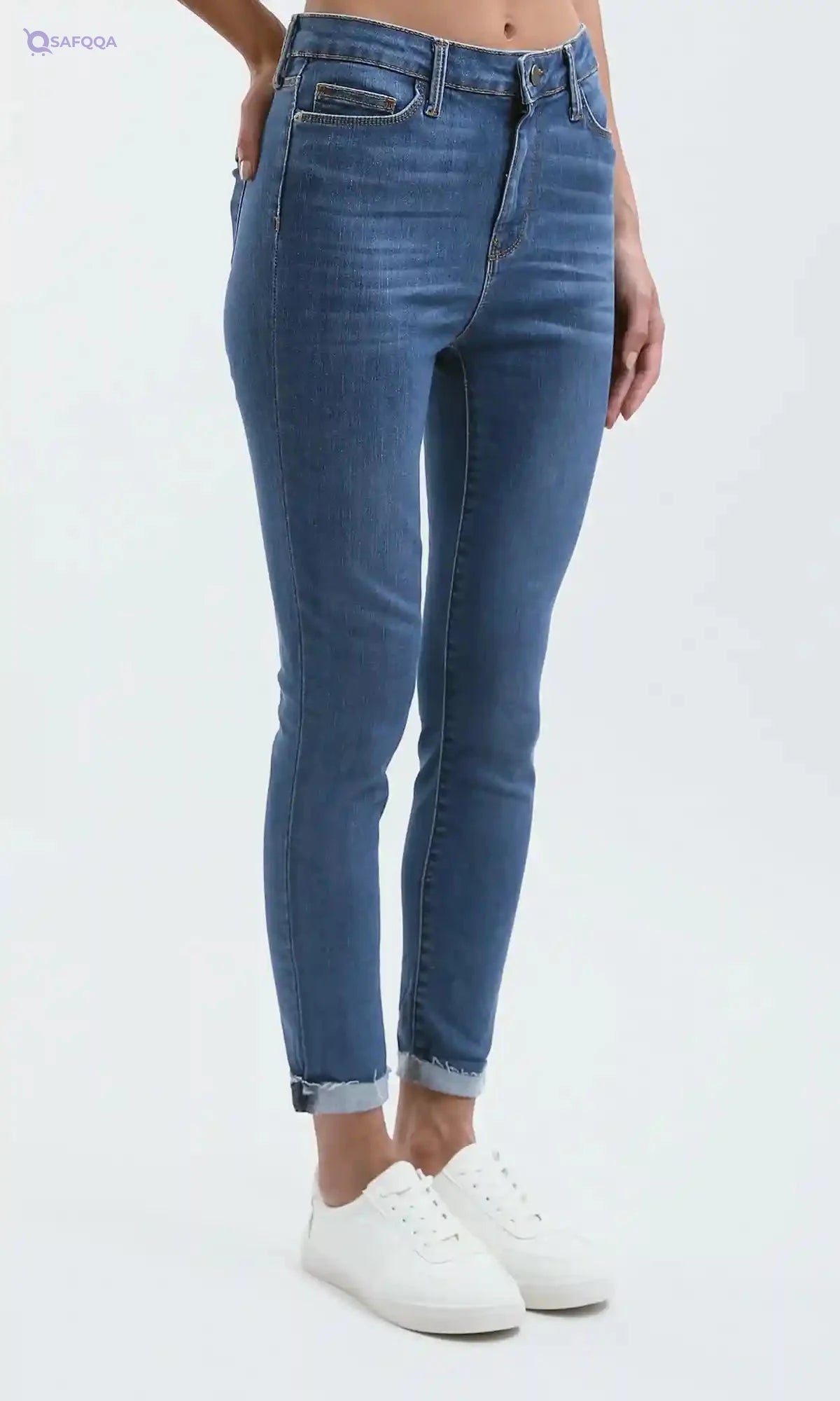 Ravin Womens Light Vintage Blue Solid Skinny Jeans Pants - Safqqa Egypt