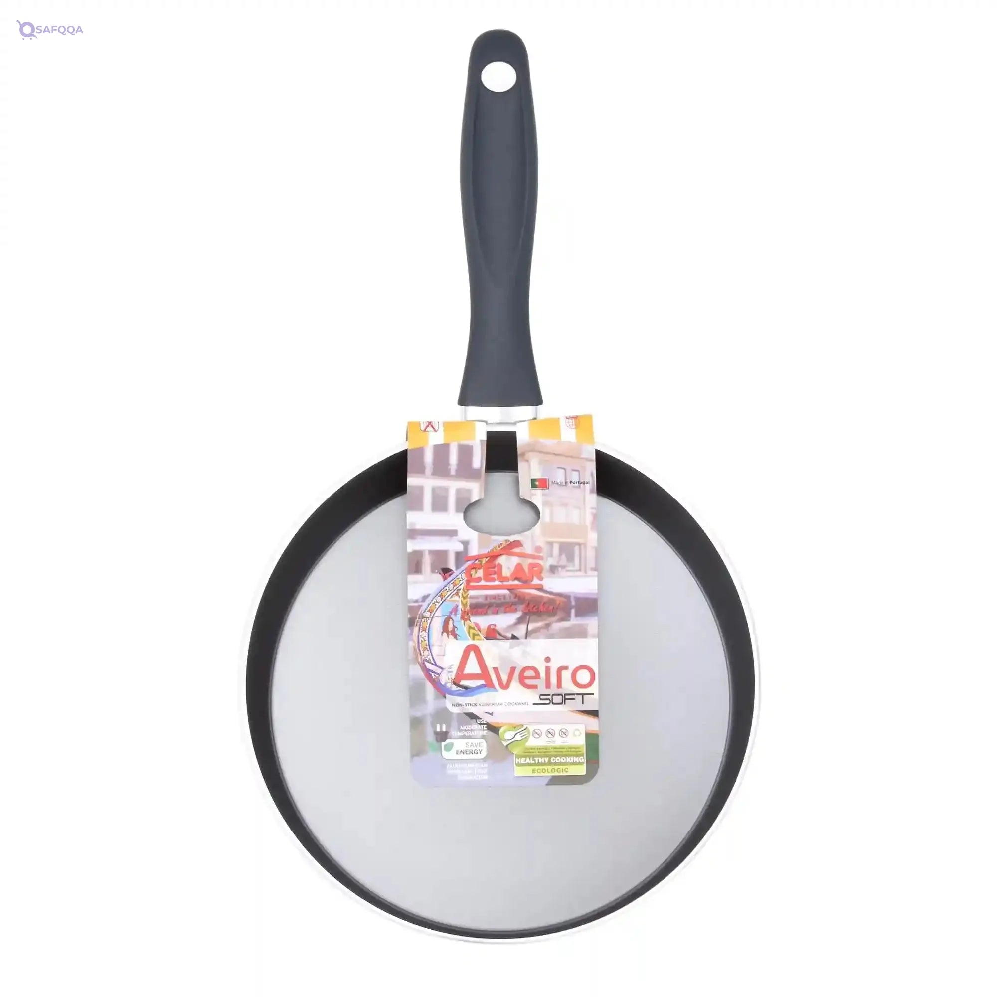 Celar Aluminum Bakelite Soft Touch Fitting Non Stick Crepe Pan, 28 cm, Beige, Made In Portugal - Safqqa